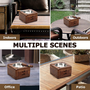 WDF <span class=keywords><strong>Cendrier</strong></span> à cigarettes en bois personnalisé petit tiroir intégré vintage facile à nettoyer <span class=keywords><strong>Cendrier</strong></span> détachable - Product Image 5