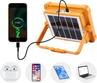 Lampe de travail solaire portable, lampe de travail d'urgence à batterie, 5 modes d'éclairage, rechargeable par USB, lampe de travail LED COB super lumineuse