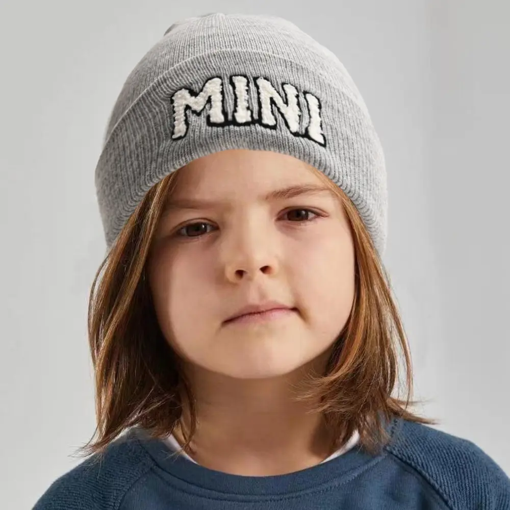 MINI chapeau brodé Chenille pour enfants, couleur unie, extérieur chaud parent-enfant, bonnet tricoté