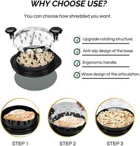 BBQ Shred Machine Better Than Bear Claws Meat <b>Shredder</b> for Pulled Pork Beef <b>Chicken</b> Multifunctional Masher <b>Chicken</b> <b>Shredder</b> - Product Image 3