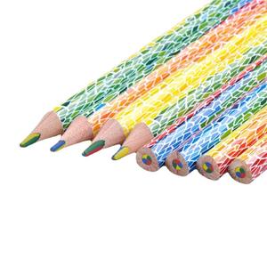 Crayon triangulaire en bois naturel multicolore arc-en-ciel 4 en 1 pour promotion - Product Image 5