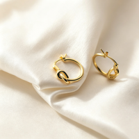 Boucles d'oreilles créoles tendance en argent sterling 925 plaqué or 18 carats Vermeil avec design nœud de corde irrégulier pour mariage et cadeau