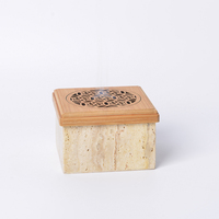 Boîte Bakhoor en pierre naturelle de luxe avec couvercle Mubkhar Bukhoor support Yoga méditation travertin carré brûleur d'encens