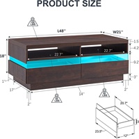 Table basse éclairée par LED avec rangement pour le salon, design en bois de luxe léger pour les petits espaces