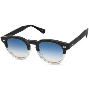 Montura de acetato para hombre y mujer, gafas de sol polarizadas antiultravioleta con remache redondo de concha de tortuga, gafas de sol degradadas de Color caramelo - Product Image 3