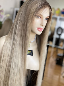 Nuevas pelucas de cabello humano rubio platino de aspecto Real pelucas rectas sedosas Balayage Rubio pelucas sin pegamento Pelucas Cabello Humano - Product Image 5