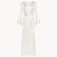 Guixiu Femmes Kimono Robes Satin Léger Long Robe Tissage Peignoir Doux Vêtements De Nuit Col V Dames Loungewear