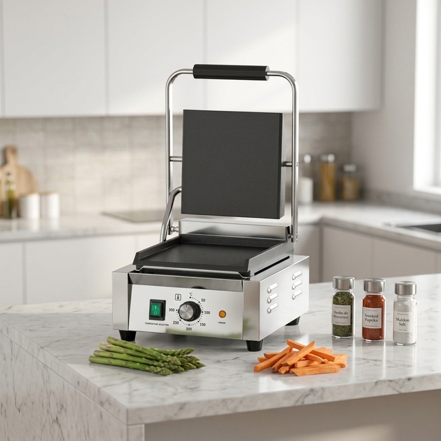 Commercial Electric Panini Grill Press | Single/Double Head Grooved/Flat Plate Contact Grill for Sandwich, Burger, Steak