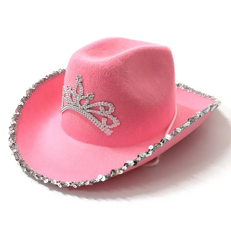 Sombreros de vaquero con Tiara y plumas para adultos, sombrero de vaquero con Tiara y plumas, con corona