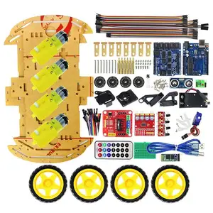 New R3 DIY four-wheel smart car kit 4-wheel trolley learning kit Smart car learning kit Multi-function control