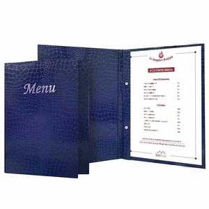 Cubierta de Menú Personalizada de Piel Sintética de Cocodrilo, Cubierta de Menú A5, Cubierta de Menú A4 de Piel con Encuadernación con Tornillos - Product Image 1