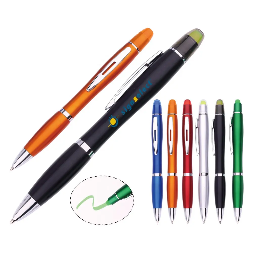 고품질 선물-WAX 형광펜이있는 도매 광고 플라스틱 펜 프로모션 용 맞춤형 로고 볼 펜
