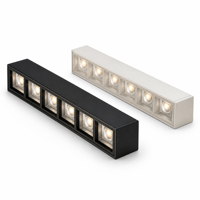 Plafonnier suspendu linéaire de bureau avec grille, lentille optique anti-éblouissement, 3 températures de couleur, 12W, 24W, 36W, pour projets commerciaux