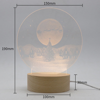 Idée cadeau LED Base en bois Lampe d'ambiance Gravure laser Acrylique Veilleuse USB Lampe de bureau pour décor de chambre à coucher