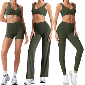 Soutien-gorge de sport respirant <span class=keywords><strong>pour</strong></span> femme, shorts de <span class=keywords><strong>yoga</strong></span>, pantalon de <span class=keywords><strong>yoga</strong></span> évasé, leggings couleur chair <span class=keywords><strong>pour</strong></span> femme, vêtements de sport <span class=keywords><strong>pour</strong></span> femme - Product Image 1