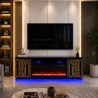 Meistverkaufter Weißer Luxus-TV-Ständer mit Elektrischem Kamin und Downlights Bluetooth-Lautsprecher Unterhaltungscenter Meuble