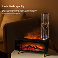 Humidificateur à flamme de cheminée simulée 3D, portable, USB, pour la maison, fonction de minuterie, lumière d'ambiance nocturne, aromathérapie