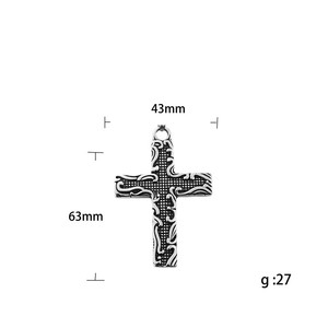 Collier avec pendentif croix en acier inoxydable pour homme, design géométrique rétro punk, bijoux tendance - Product Image 4