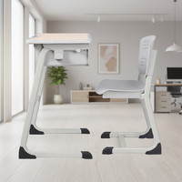 Ensemble moderne de bureau et chaise d'école réglables à une place avec siège confortable pour la maison, le bureau et les études