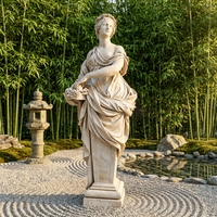 Statue de terminal ou d'herme de jardin en marbre blanc sculptée à la main sur mesure - Sculpture de pilier panier de fleurs classique sur mesure