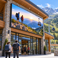 Écran LED fixe extérieur P6.67, 7500 Nits, angle de vision de 160 degrés, étanche IP65, pour projet de hall de billetterie de téléphérique de montagne B2B