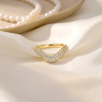 Milskye Damen Klassischer Schmuck 18k Vergoldete 925 Silber Zirkon-Besetzte Bandringe für Frauen