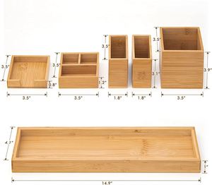 Multi-Functional Space Saver Bamboo Desk Organizer Office Organizer Bamboo Bathroom Organizer <b>Storage</b> for Small Items - Product Image 2