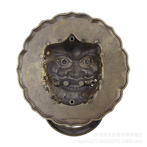 Chinese Style <b>Copper</b> Lion Head Door <b>Handle</b> 18.5x20cm Antique Finish For Villa Door - Product Image 5