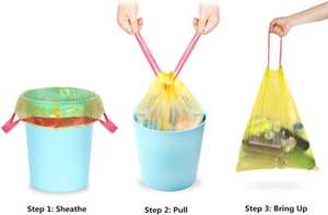 CFC Sacs à ordures à cordon épais pour salle de bain, doublures en T pour chambre à coucher, maison, cuisine 50 comptes, 4-6 gallons (gris) - Product Image 2