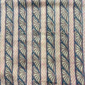 Tela de Algodón Premium con Estampado a Mano - Motivo de Rayas Geométricas en Rosa Pastel y Azul Índigo, Estilo Étnico Jaipuri - Product Image 4