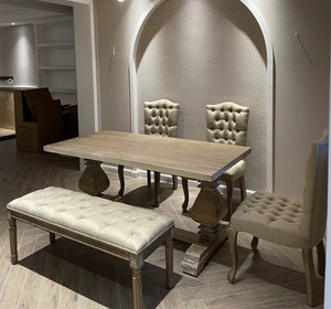 Chaise de salle à manger française moderne de luxe art rétro européen en bois massif pour la maison <span class=keywords><strong>restaurant</strong></span> café - Product Image 5