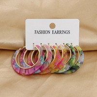 Boucles d'oreilles en acrylique coloré Vintage géométrique en forme de C boucles d'oreilles en résine ensemble femmes filles fête bohème cerceau boucle d'oreille bijoux cadeaux