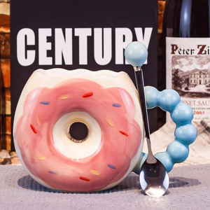 Taza de cerámica con forma de donut creativa de estilo coreano de gran oferta, taza de café de oficina de cerámica de Color pintada a mano - Product Image 6