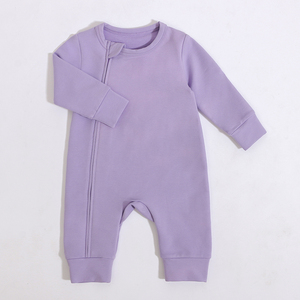 Design classique en gros printemps automne pyjamas avec fermeture éclair à manches longues solide garçons filles nouveau-né bébé barboteuse 0-12 <span class=keywords><strong>mois</strong></span> - Product Image 2