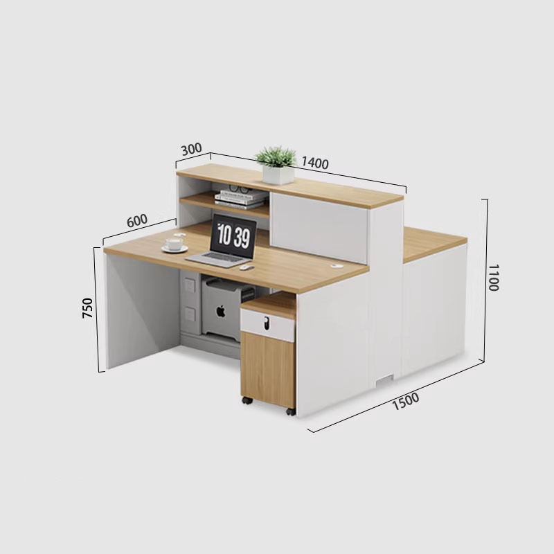 4 Rows Desk Luxury Modern Minimalist Wooden Office Desk and Chair Combination with ...