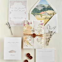 Juego de Invitaciones de Boda de Lujo con Impresión Tipográfica, Logotipo Personalizado, Cartulina de Alta Gama, Impresión Digital, Sobres con Relieve, Tarjetas RSVP, Papel