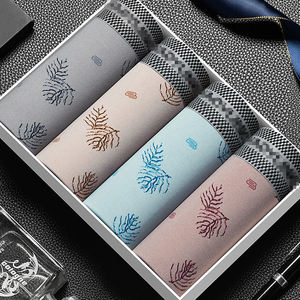 पुरुषों के आरामदायक सूती बॉक्सर कमर के वयस्क मुक्केबाजों पर मध्य-वृद्धि के लोगो के साथ सांस लेने योग्य अंडरवियर - Product Image 6