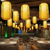 Lumières décoratives en bambou faites à la main cuisine extérieure osier tissé abat-jour rotin lanternes suspension