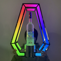 Présentoir LED en acier inoxydable argenté et acrylique pour bouteilles de champagne, glorificateur VIP, support à whisky pour bars et discothèques