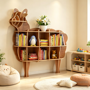 Libreria a Muro in Legno per Bambini Chiquitos a Forma di Pecorella, Vetrina Espositiva dal Design Moderno per Scuole e Biblioteche Prescolari - Product Image 3