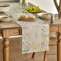 Chemin de table floral de printemps, 13 * 72 pouces, chemin de table brodé de marguerites multicolores, tulipes, adapté à la décoration de printemps