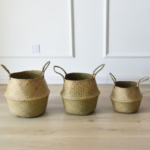 Woven <b>baskets</b>, rattan <b>baskets</b>, bamboo <b>baskets</b>, straw <b>baskets</b>, plant <b>baskets</b>, storage <b>baskets</b> for miscellaneous items, folding - Product Image 1
