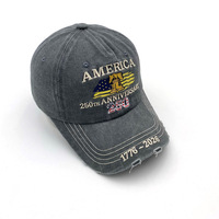 Casquette de papa en jean brodé, effet vieilli et délavé, pour le 250e anniversaire de l'Amérique 1776-2026, patriotique USA, vintage, sportive, formelle et respirante