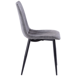 Sedia da Pranzo Nordica di Lusso, Moderna e Confortevole, <span class=keywords><strong>in</strong></span> <span class=keywords><strong>Tessuto</strong></span> Trapuntato di Velluto, Imbottita di Qualità, Nera o Grigia - Product Image 3