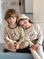 Ensemble pyjama 2 pièces pour enfants, automne-hiver, 95,5% coton, 4,5% élasthanne, multicolores, vêtements de détente doux, en stock