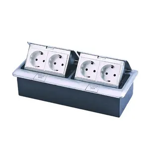 hot sell floor outlet socket with 4 gang EU socket for Russia /Germany style aluminum alloy pop up floor socket with CE,GCC