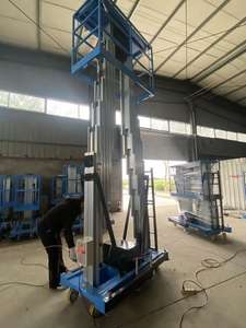 Plateforme élévatrice télescopique verticale à double mât en alliage d'aluminium, hydraulique et électrique, pour travaux aériens, 4m, 6m, 8m, 10m, 12m, 14m - Product Image 2