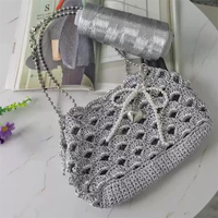 Großhandel DIY Feve Tasche Strickgarn Handgehäkeltes Funkelndes Häkelgarn Metallisches Garn Glitzer Fantasiegarn