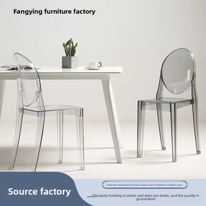 Silla de Comedor Apilable de Plástico Transparente con Patas de Hierro, Diseño Creativo de Acrílico, Estilo Moderno, para el Hogar - Product Image 2