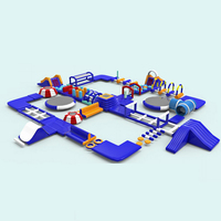 Ensemble de parc aquatique gonflable personnalisable de grande taille en PVC pour usage commercial - Comprend un toboggan, un parcours d'obstacles et une zone de saut